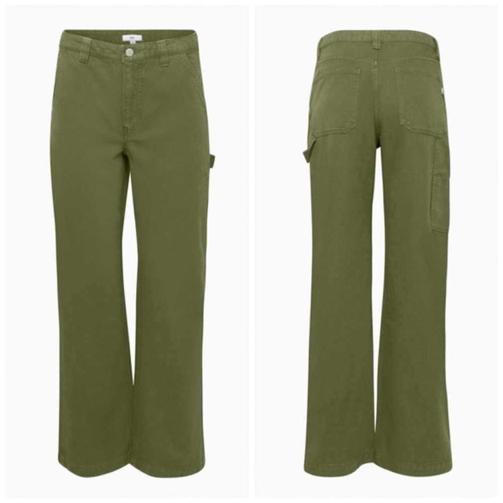 Aritzia Olive Green Straight Leg Jeans